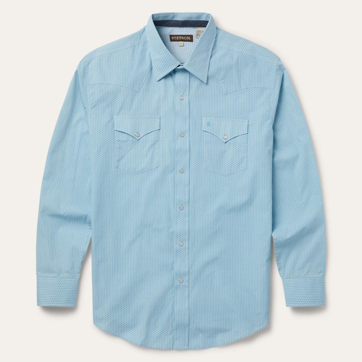 Geo Western Shirt Blue | Men Stetson Western Shirts