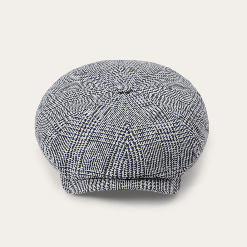 Glen Check Silk/Cotton 8-Panel Cap Blue Check | Men/Women Stetson Caps &amp; Truckers
