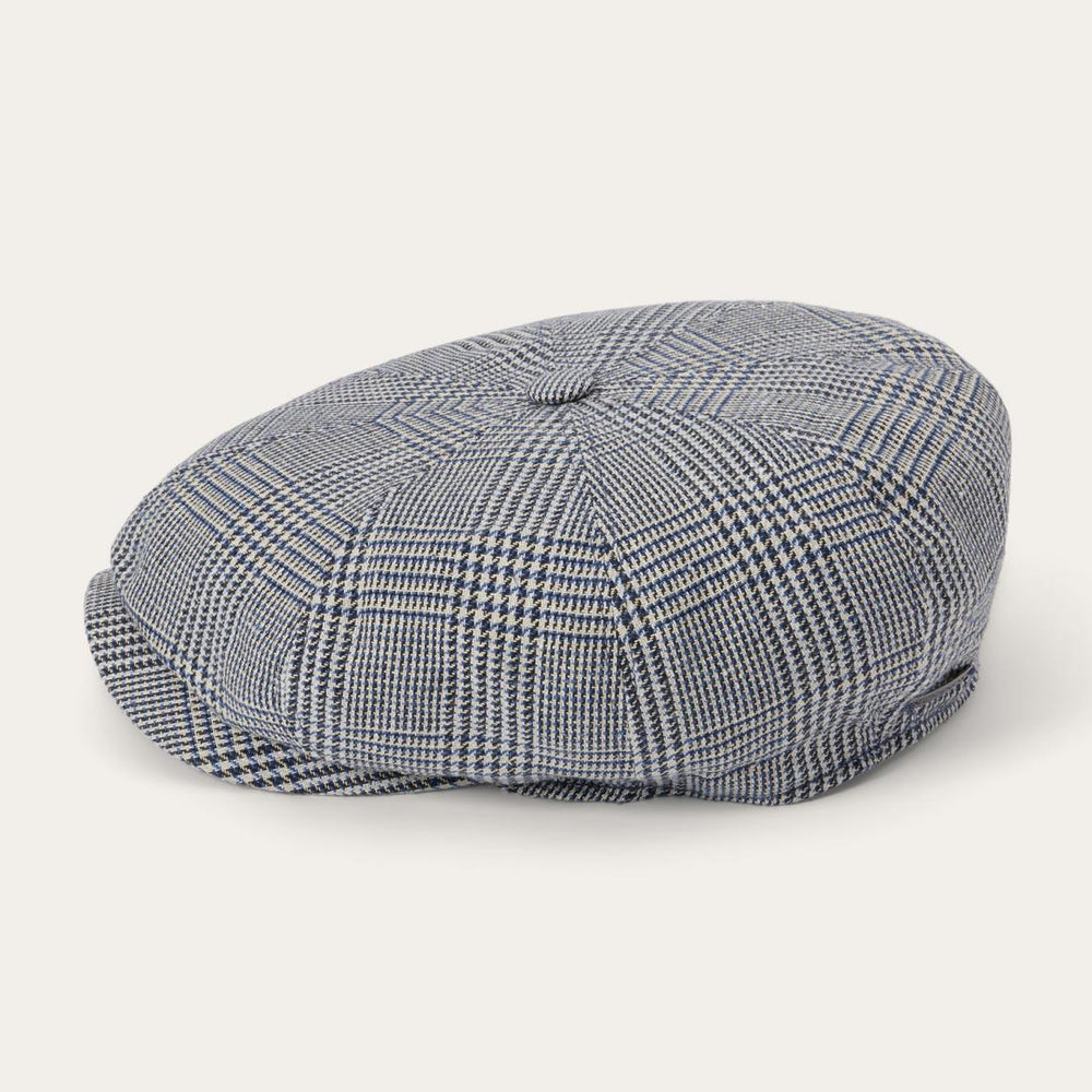 Glen Check Silk/Cotton 8-Panel Cap Blue Check | Men/Women Stetson Caps &amp; Truckers
