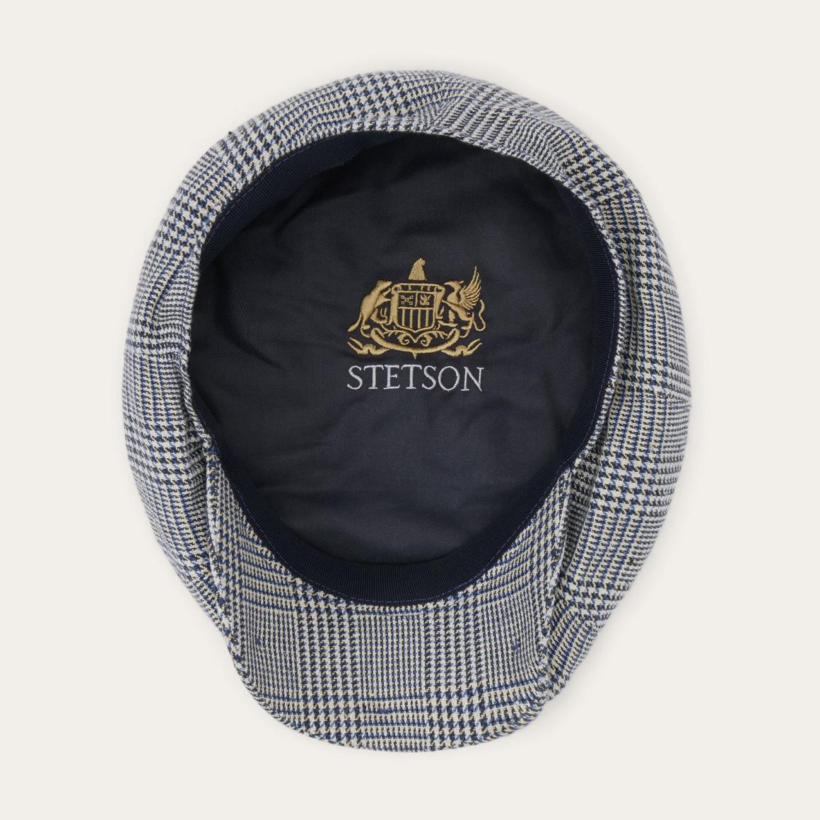 Glen Check Silk/Cotton 8-Panel Cap Blue Check | Men/Women Stetson Caps &amp; Truckers
