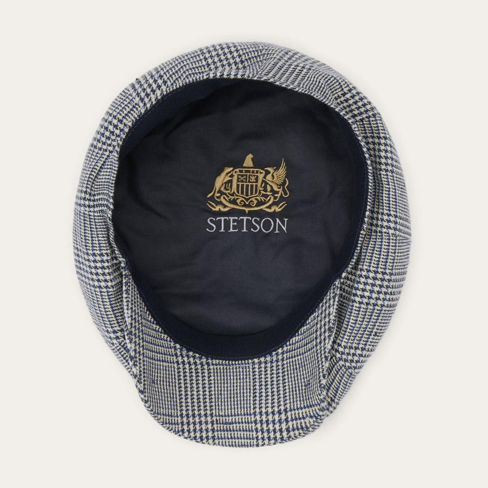 Glen Check Silk/Cotton 8-Panel Cap Blue Check | Men/Women Stetson Caps &amp; Truckers