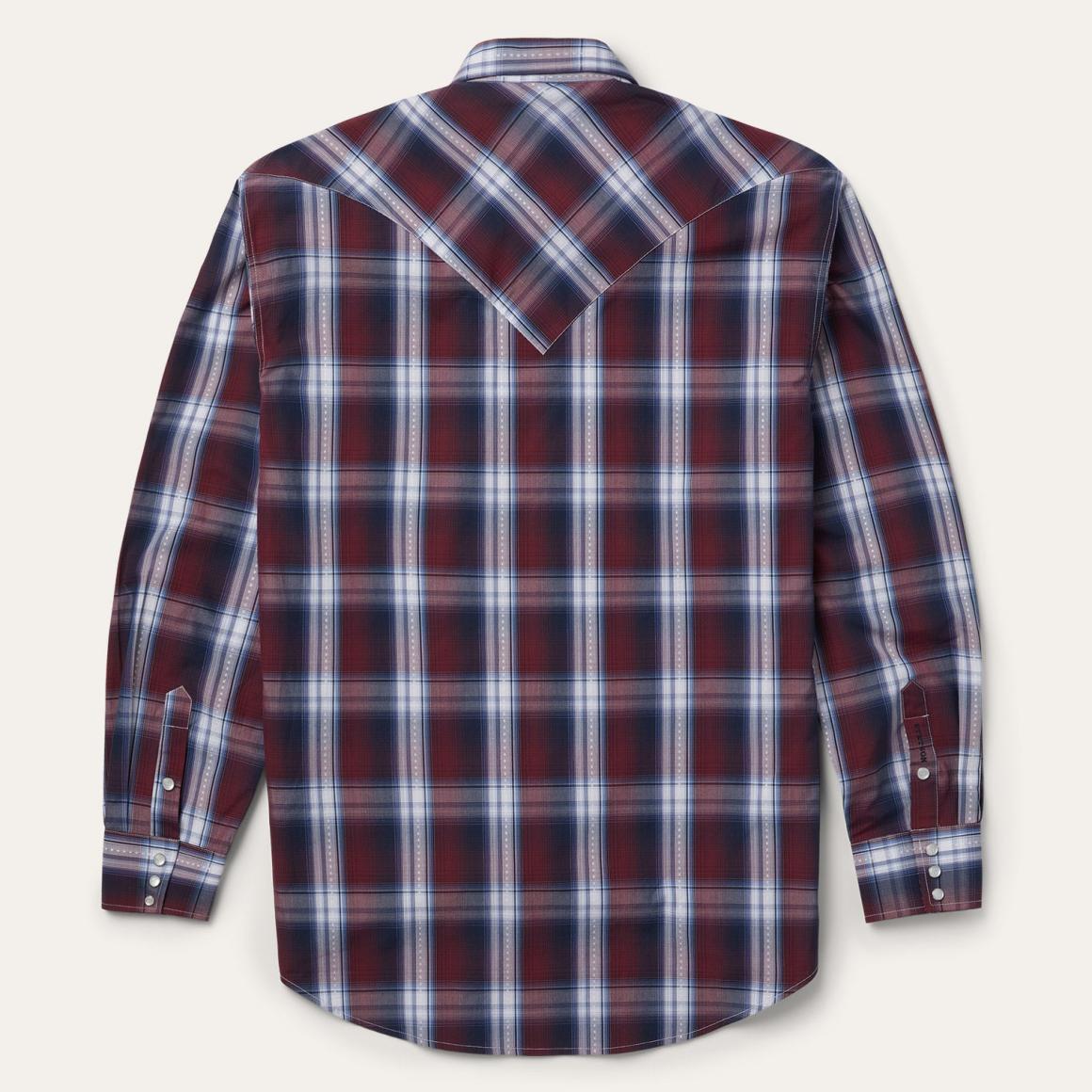 Good Luck Plaid Western Shirt Wine | Men Stetson Western Shirts