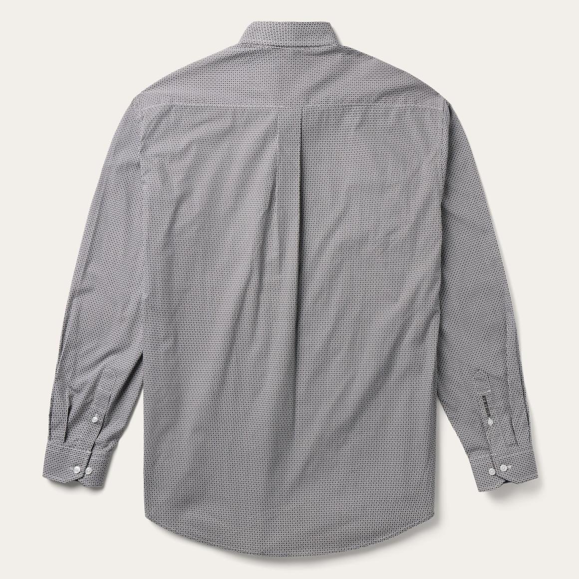 Grey Geo Print Button Front Shirt Grey | Men Stetson Classic Cut