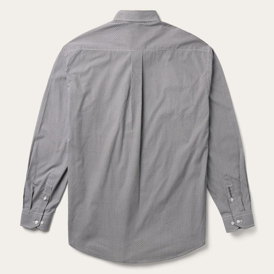 Grey Geo Print Button Front Shirt Grey | Men Stetson Classic Cut