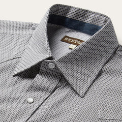 Grey Geo Print Western Shirt Grey | Men Stetson Modern Cut