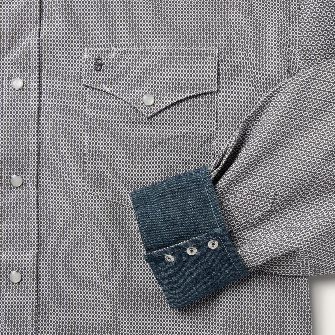 Grey Geo Print Western Shirt Grey | Men Stetson Western Shirts