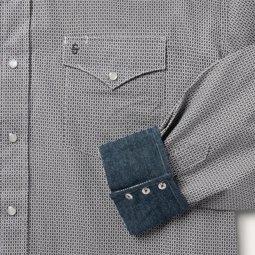 Grey Geo Print Western Shirt Grey | Men Stetson Western Shirts