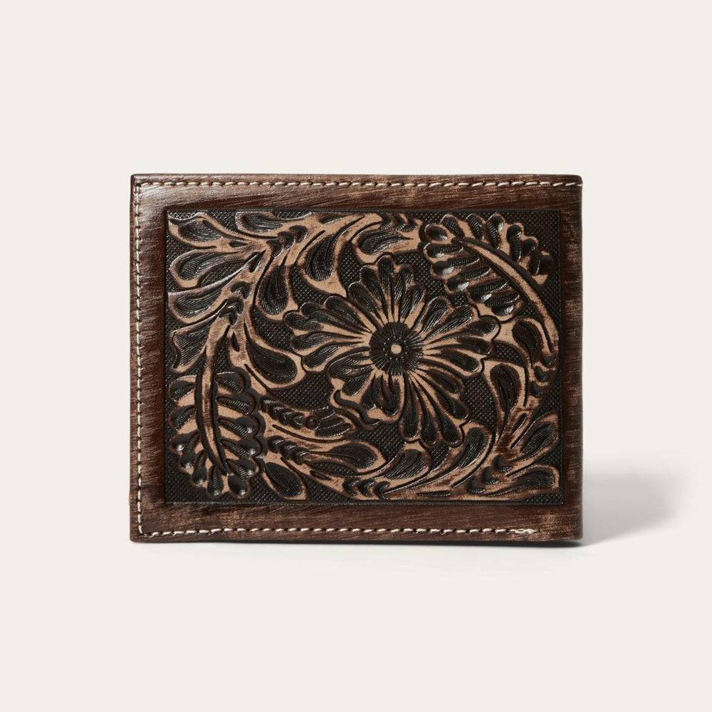 Hair-On-Hide Concho Bi-Fold Wallet Vintage Brown | Men Stetson Wallets