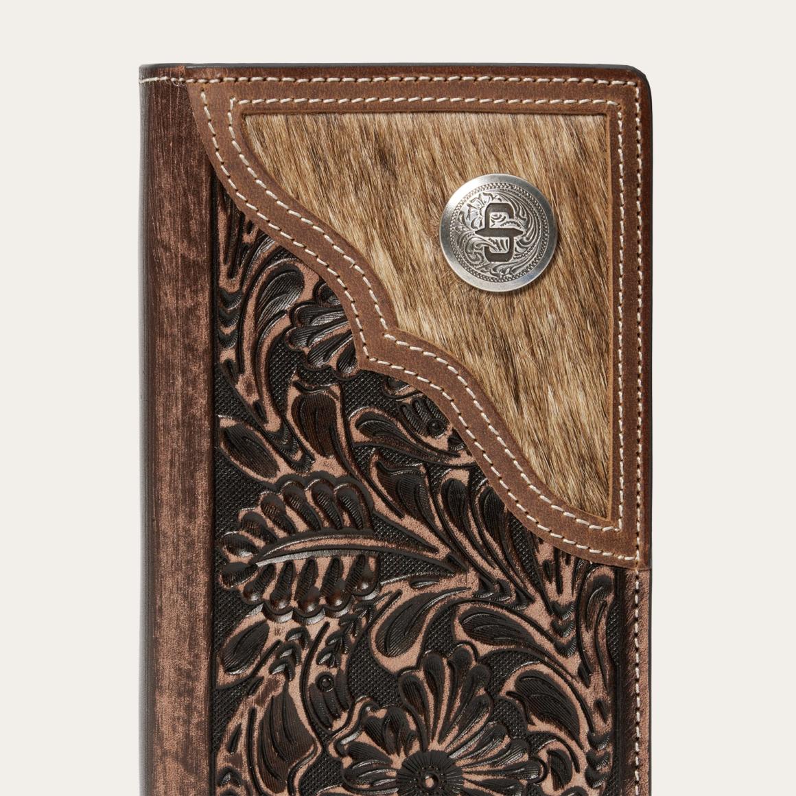 Hair-On-Hide Concho Checkbook Vintage Brown | Men Stetson Wallets