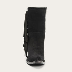 Halle Suede Fringe Side Zip Boot Black | Women Stetson Shorties