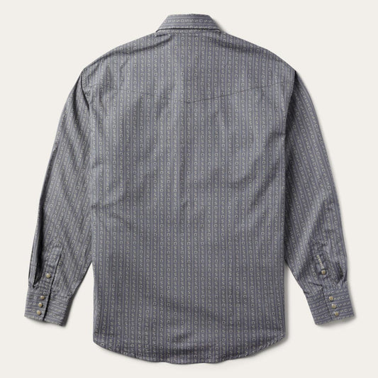 Horseshoe Stripe Print Shirt Grey | Men Stetson Classic Cut