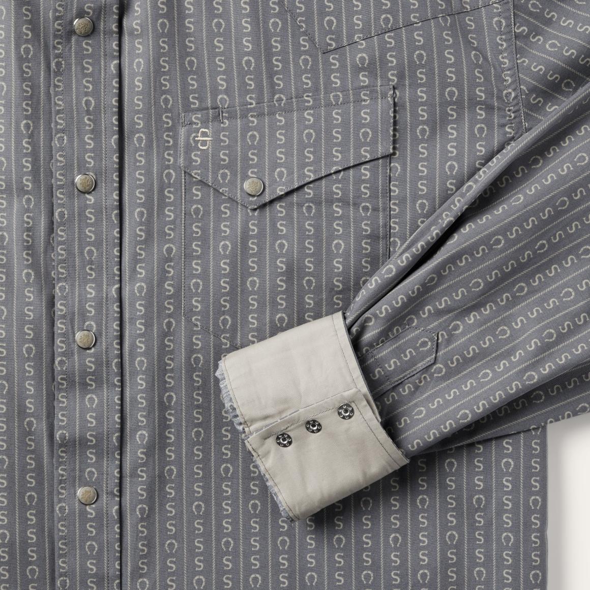 Horseshoe Stripe Print Shirt Grey | Men Stetson Classic Cut