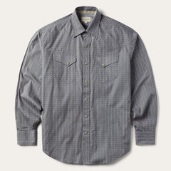 Horseshoe Stripe Print Shirt Grey | Men Stetson Classic Cut
