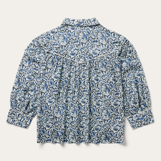 Indigo Tapestry Print Blouse Blue | Women Stetson Blouses