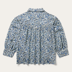 Indigo Tapestry Print Blouse Blue | Women Stetson Blouses