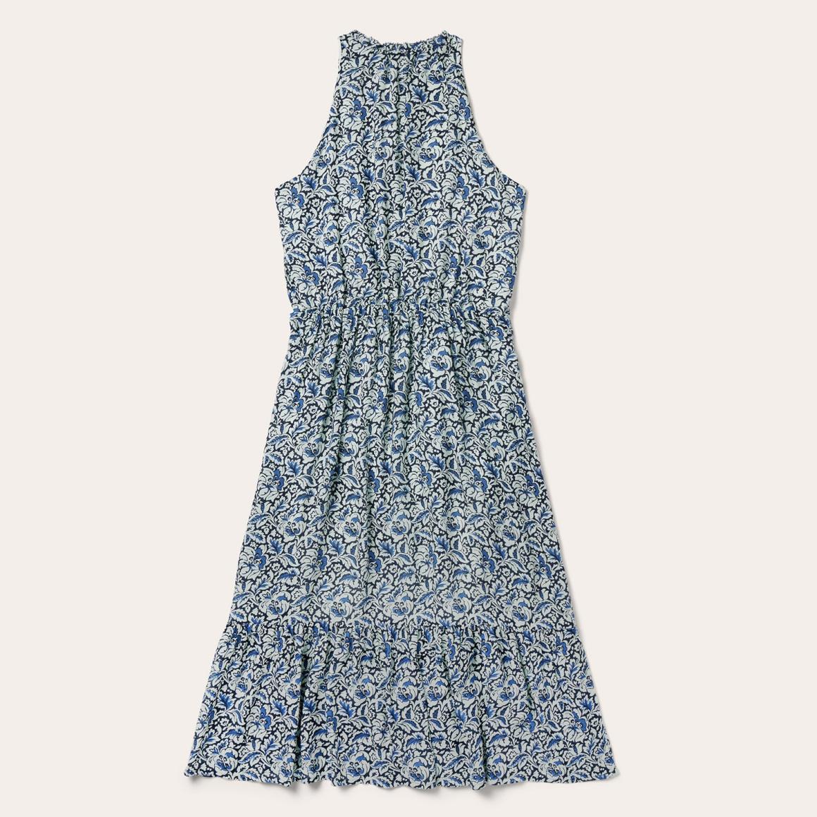 Indigo Tapestry Print Prairie Dress Blue | Women Stetson Midi