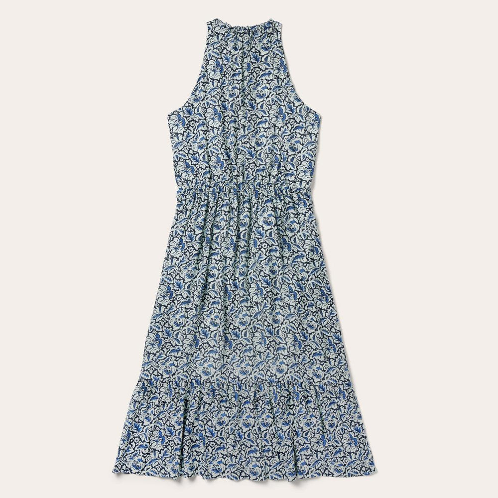 Indigo Tapestry Print Prairie Dress Blue | Women Stetson Midi