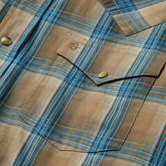 Khaki Ombre Plaid Shirt Brown | Men Stetson Western Shirts