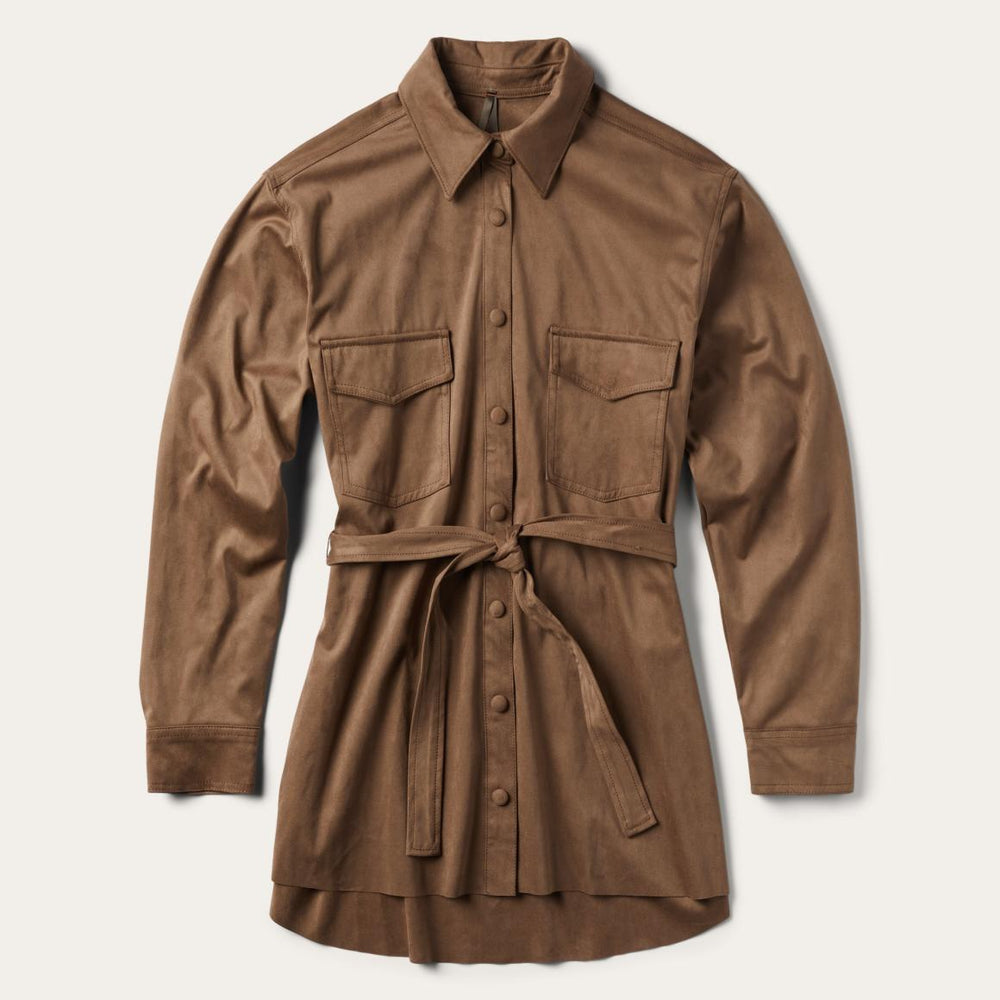 Khaki Suede Western Shirt Tan | Women Stetson Western Shirts