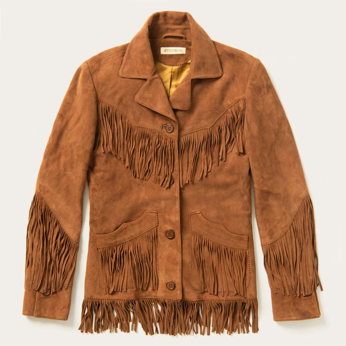 Lamb Suede Fringed Jacket Brown | Women Stetson Jackets