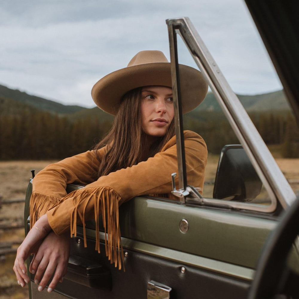 Lamb Suede Fringed Jacket Brown | Women Stetson Jackets
