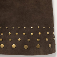 Lamb Suede Skirt With Nailheads Brown | Women Stetson Skirts &amp; Shorts