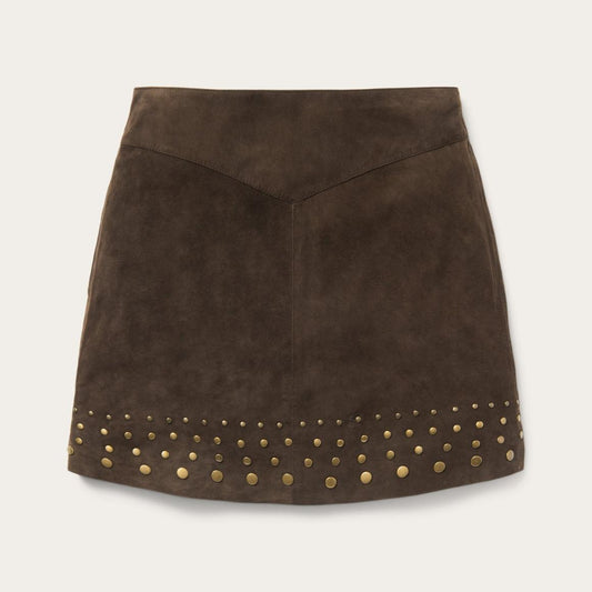 Lamb Suede Skirt With Nailheads Brown | Women Stetson Skirts &amp; Shorts