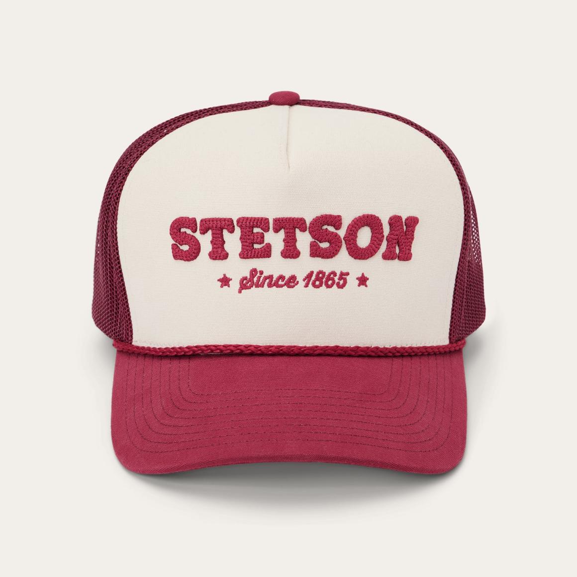 Lasso Trucker Cap Off White / Maroon | Men/Women Stetson Caps &amp; Truckers