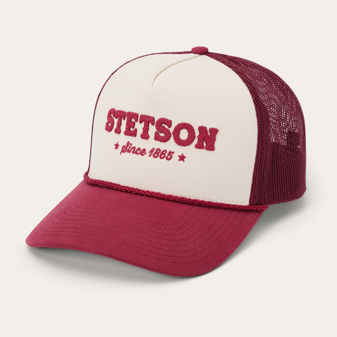 Lasso Trucker Cap Off White / Maroon | Men/Women Stetson Caps &amp; Truckers