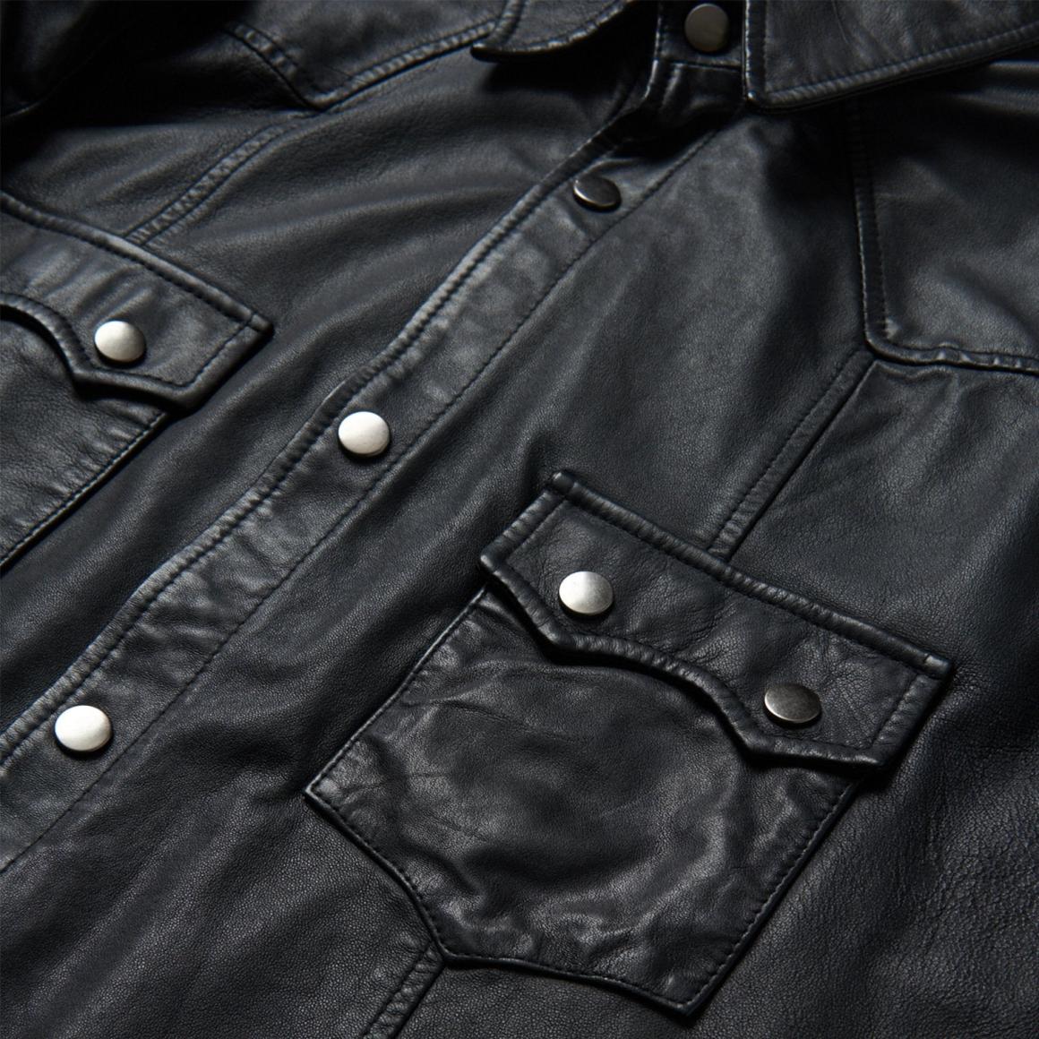 Leather Western Shirt Jacket Black | Men Stetson Jackets