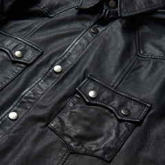 Leather Western Shirt Jacket Black | Men Stetson Jackets