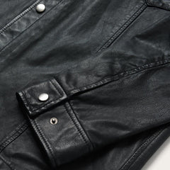 Leather Western Shirt Jacket Black | Men Stetson Jackets