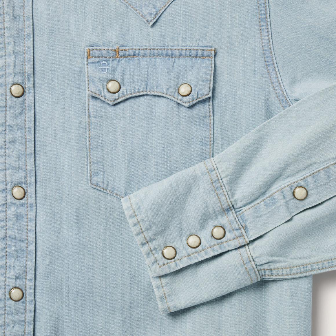 Light Blue Denim Western Shirt Blue | Men Stetson Denim Shirts