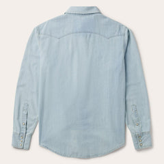 Light Blue Denim Western Shirt Blue | Men Stetson Western Shirts