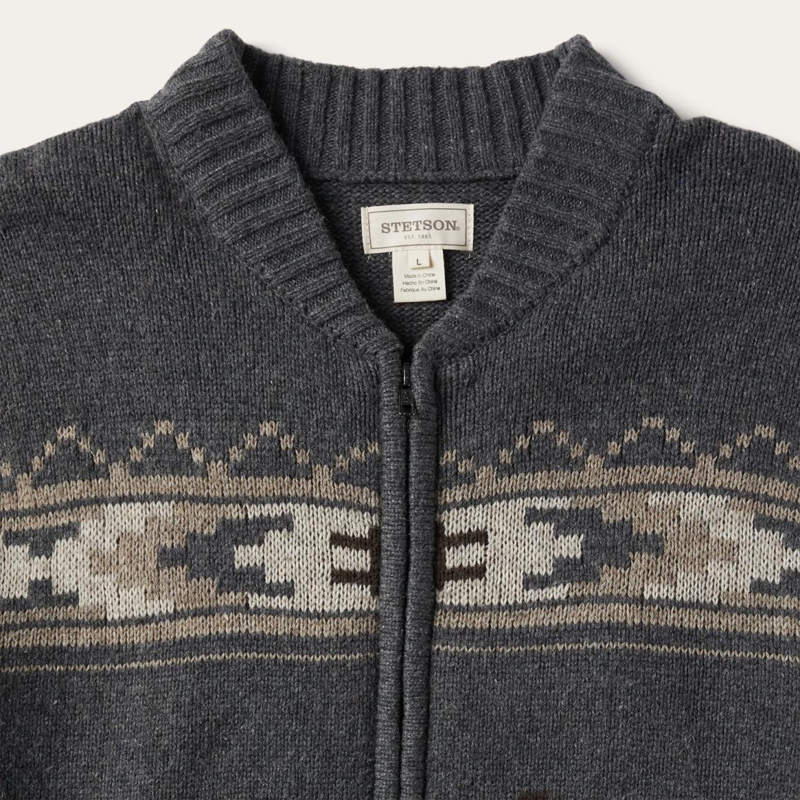 Longhorn Cardigan Grey | Men Stetson Jackets