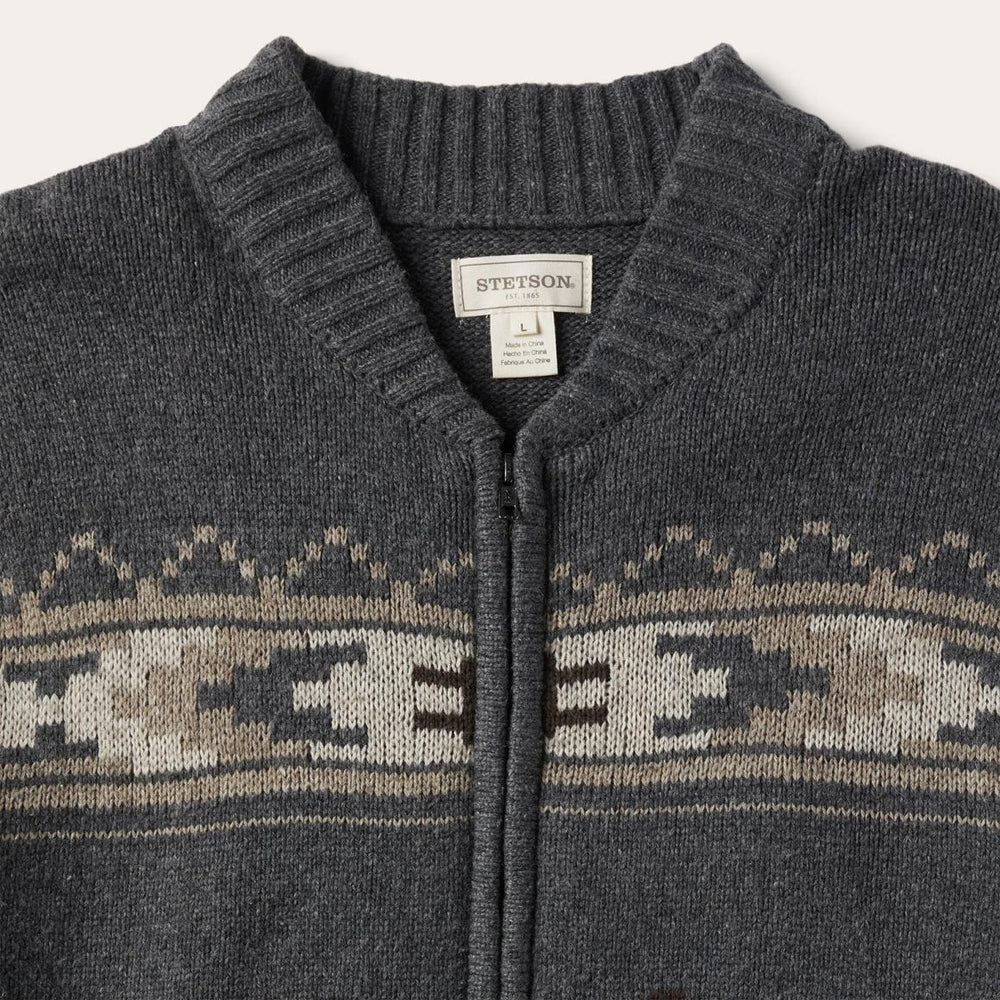 Longhorn Cardigan Grey | Men Stetson Sweaters &amp; Hoodies