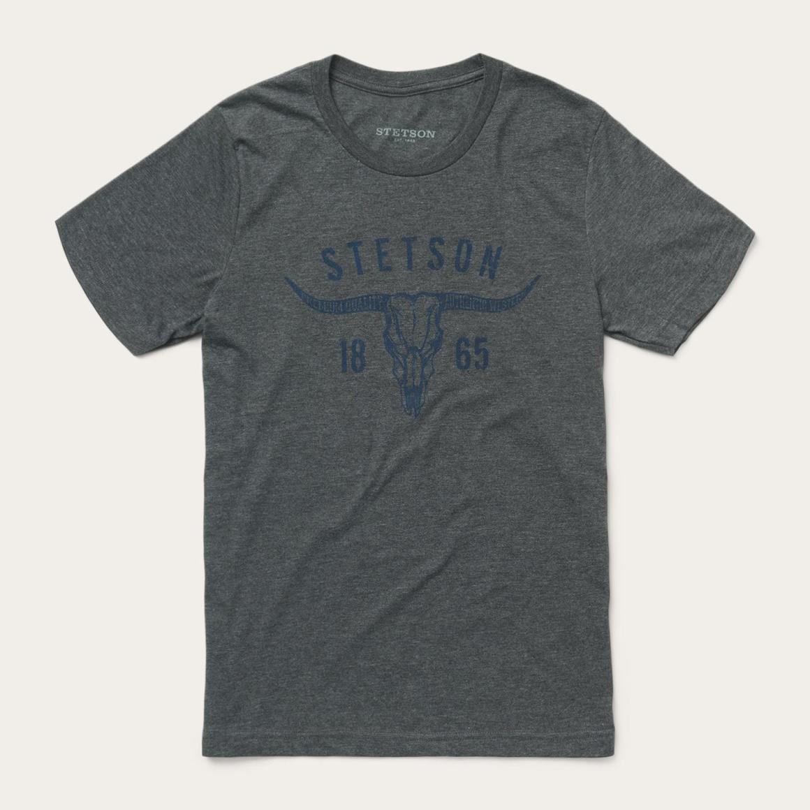 Longhorn Graphic Tee Grey | Men Stetson Tees
