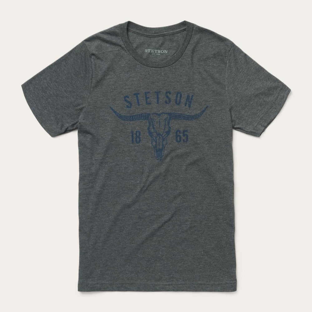 Longhorn Graphic Tee Grey | Men Stetson Tees