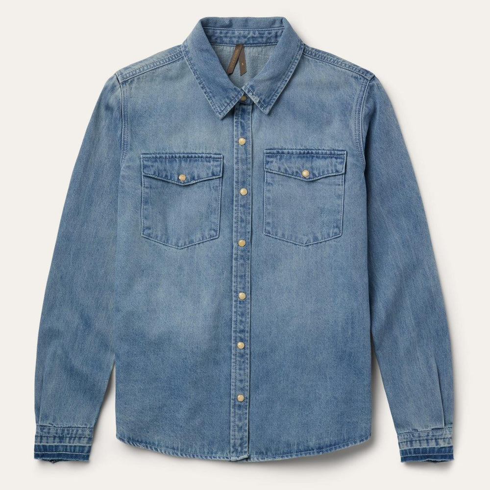 Loose Fit Denim Snap-Front Shirt Blue | Women Stetson Denim Shirts