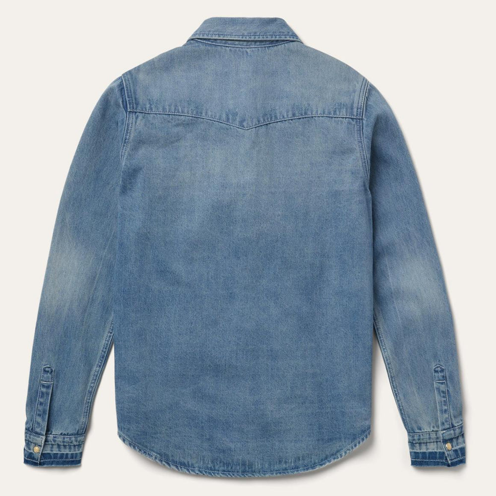 Loose Fit Denim Snap-Front Shirt Blue | Women Stetson Denim Shirts