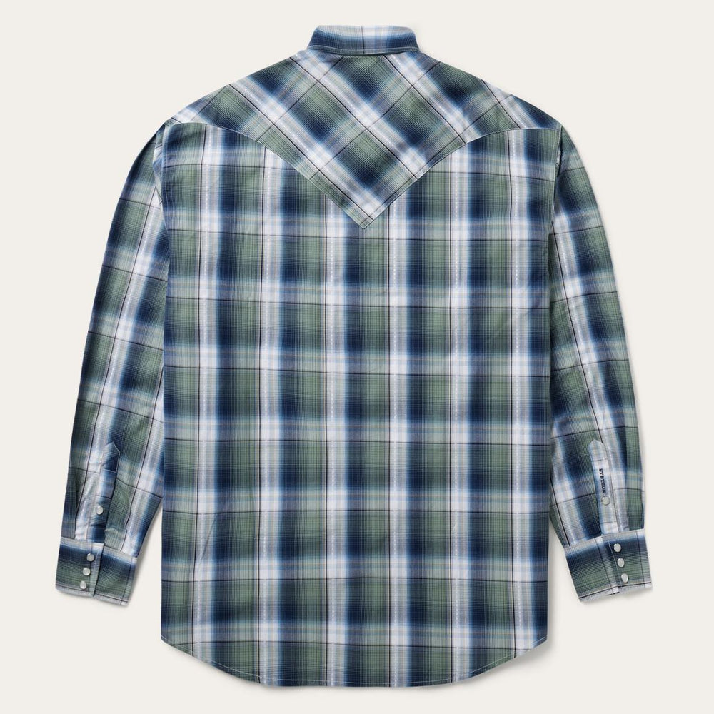 Lucky Diamond Plaid Western Shirt Green | Men Stetson Classic Cut
