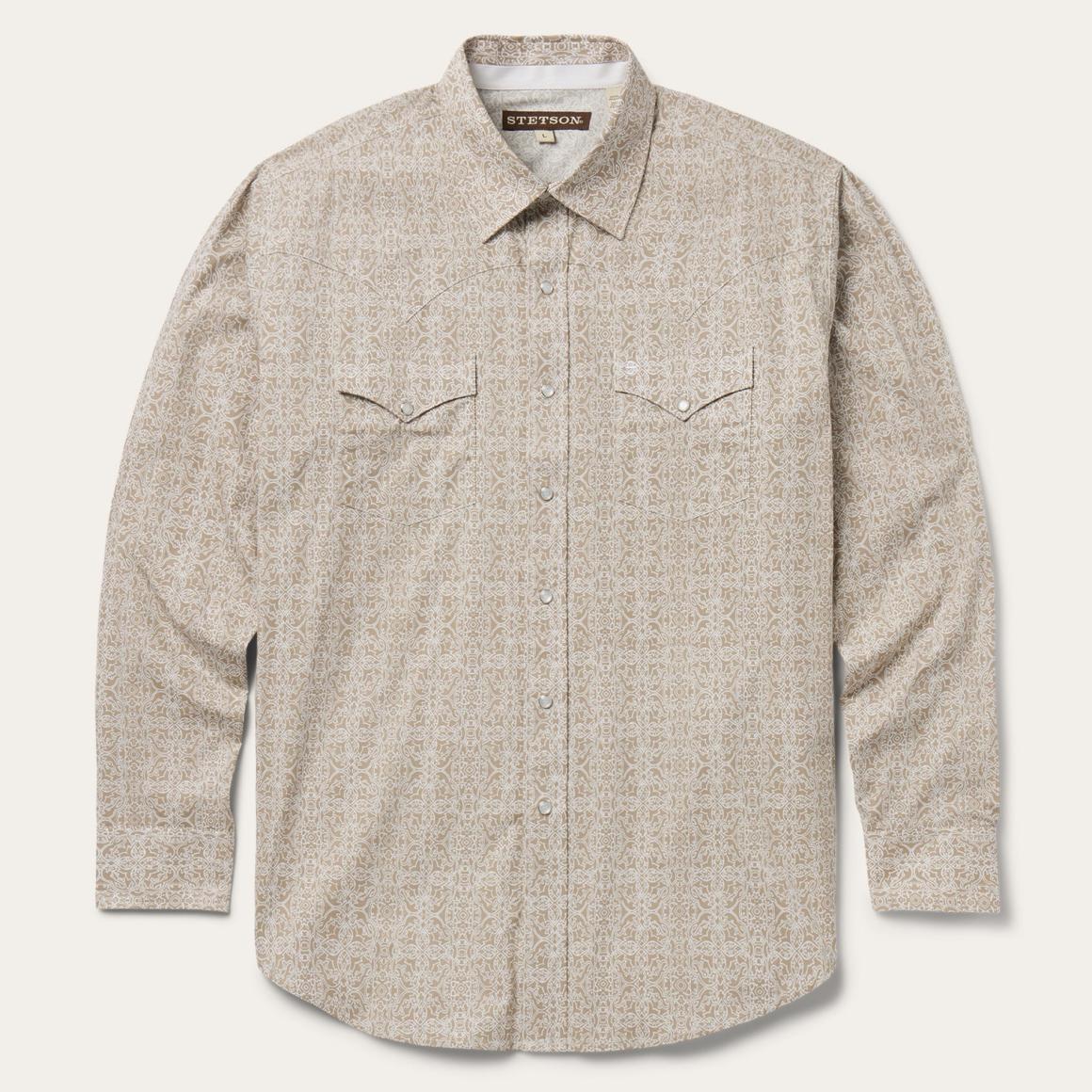 Medallion Print Western Shirt Brown | Men Stetson Classic Cut
