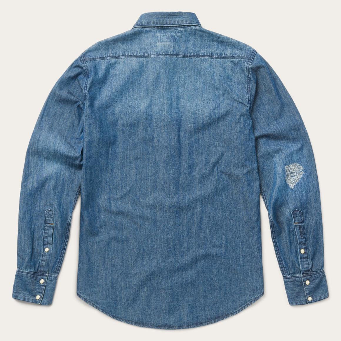 Medium Blue Denim Shirt Blue | Men Stetson Denim Shirts