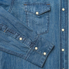 Medium Blue Denim Shirt Blue | Men Stetson Denim Shirts