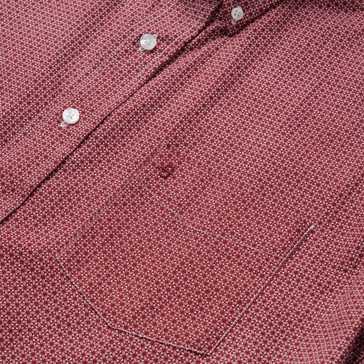 Micro Print Button-Front Shirt Red | Men Stetson Modern Cut