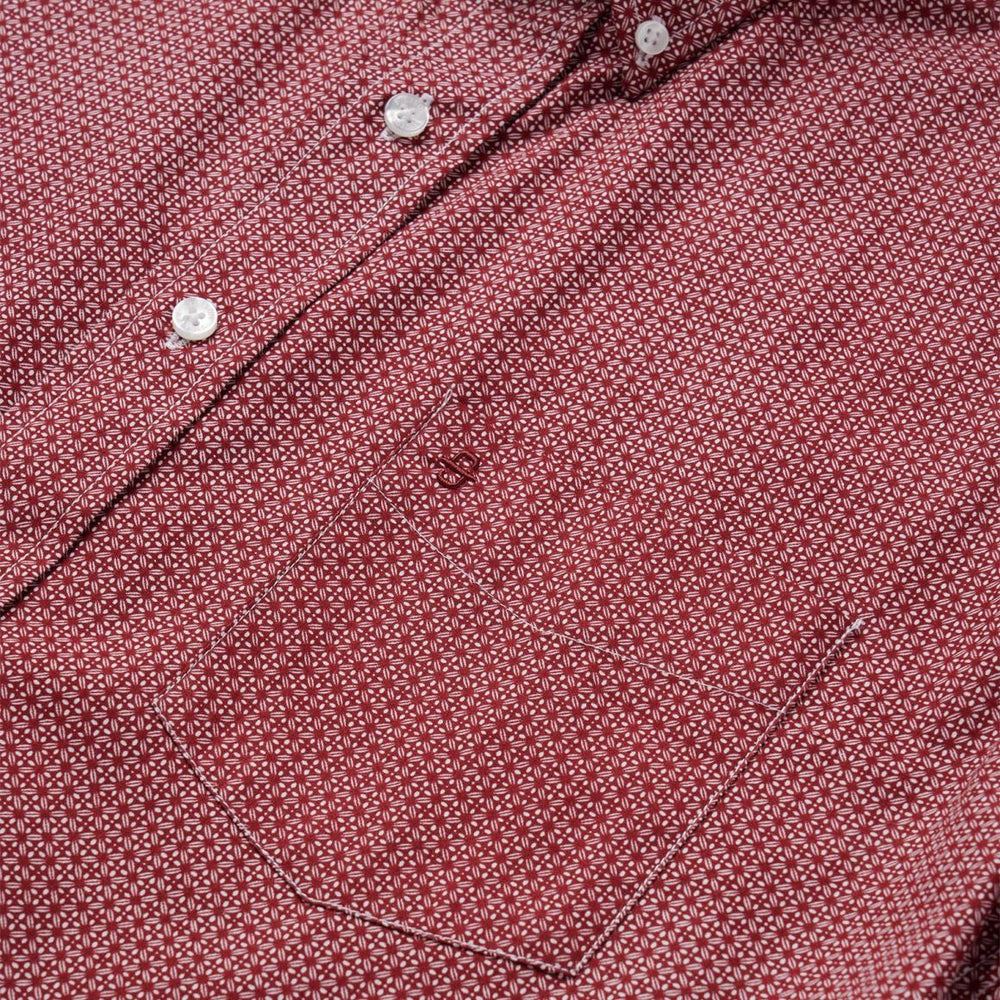 Micro Print Button-Front Shirt Red | Men Stetson Modern Cut