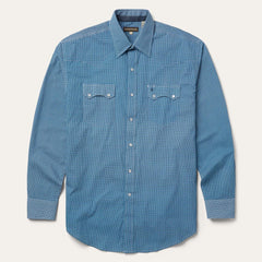 Micro Print Western Shirt Blue | Men Stetson Classic Cut