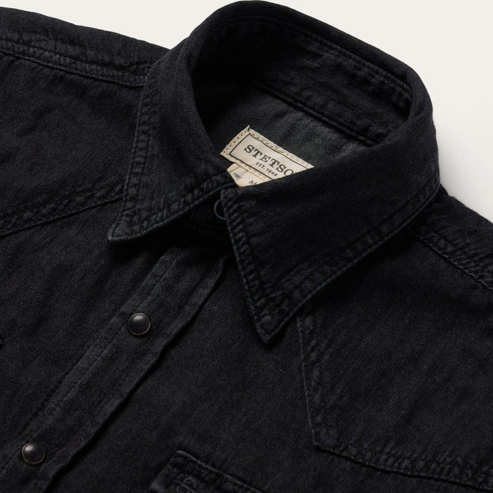 Modern Denim Western Shirt Black | Men Stetson Modern Cut