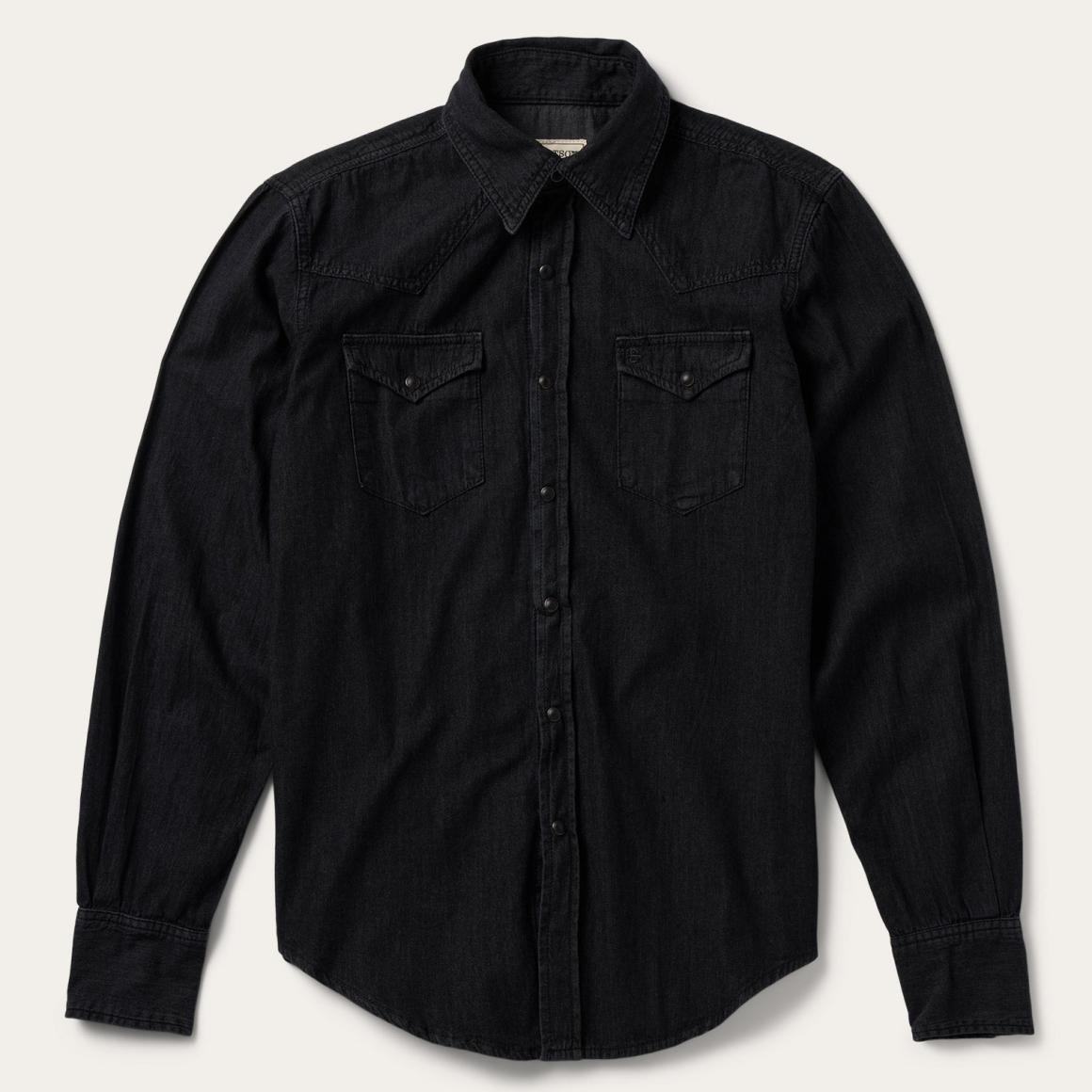 Modern Denim Western Shirt Black | Men Stetson Western Shirts
