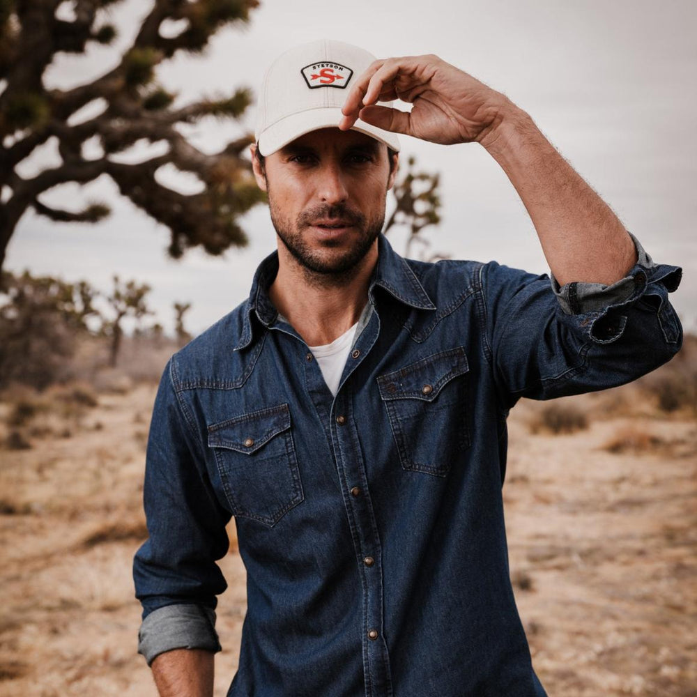 Modern Denim Western Shirt Blue | Men Stetson Denim Shirts